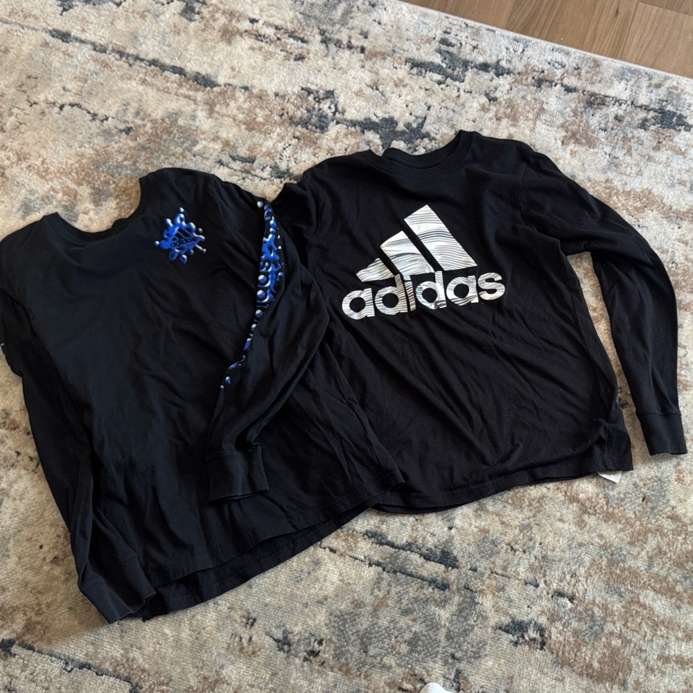 Adidas Black Long Sleeve with White and Blue Details